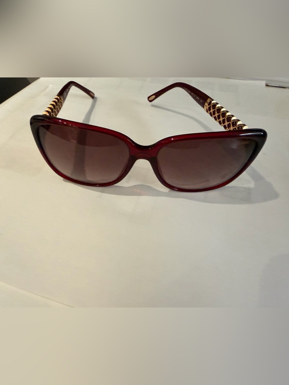 Chopard SCH 184S Red & Gold Sunglasses 58 Like New